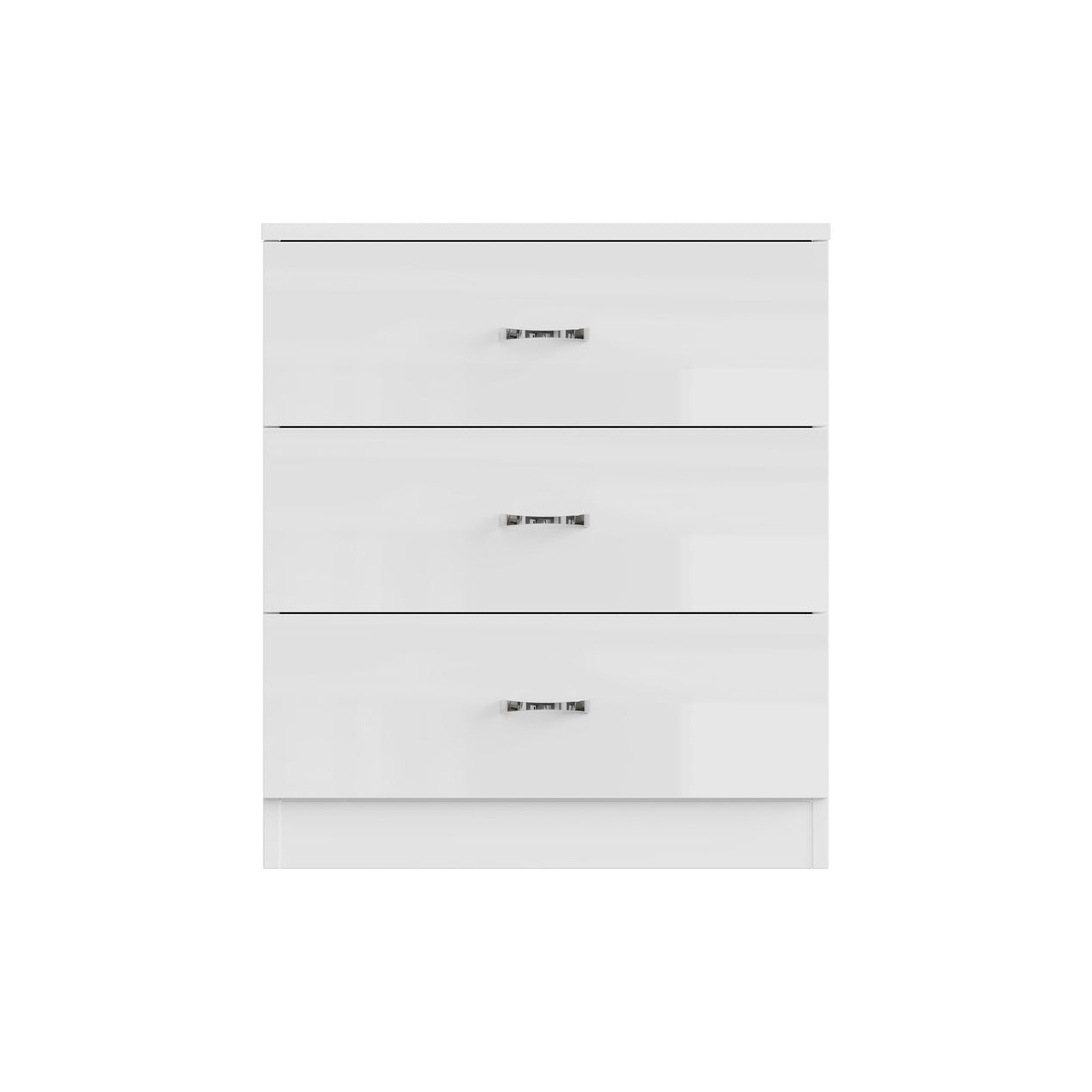 FWStyle Chilton 3 Drawer Chest Of Drawers - White Gloss Front