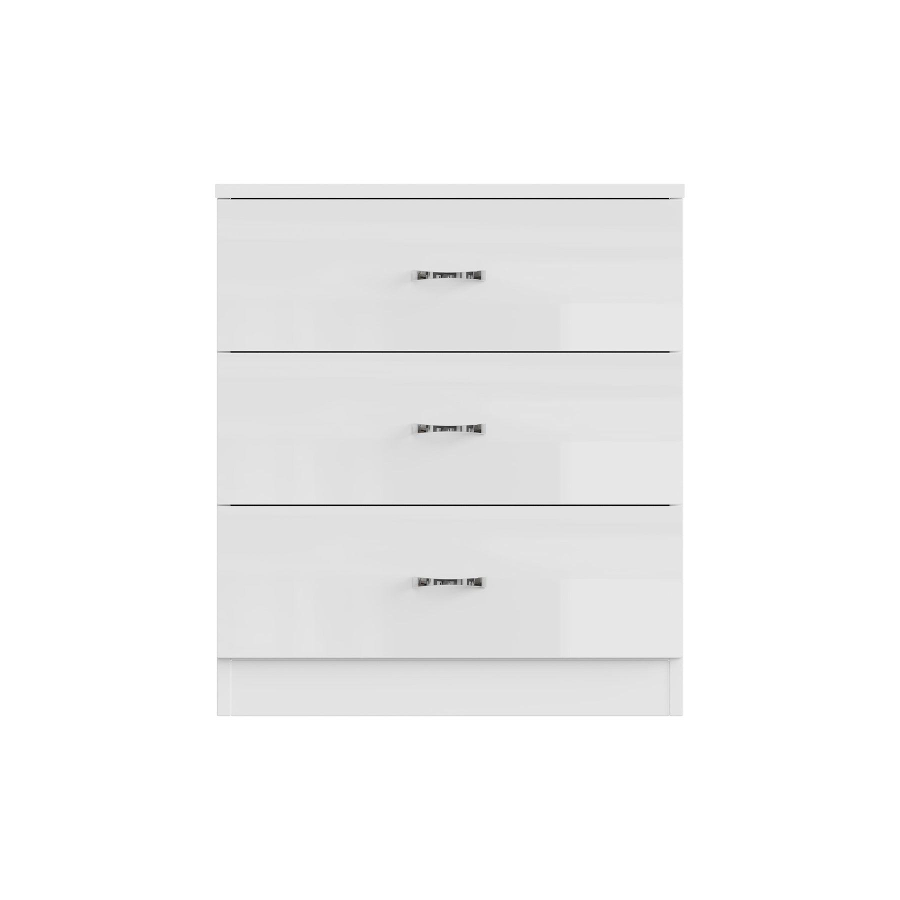 FWStyle Chilton 3 Drawer Chest Of Drawers - White Gloss Front