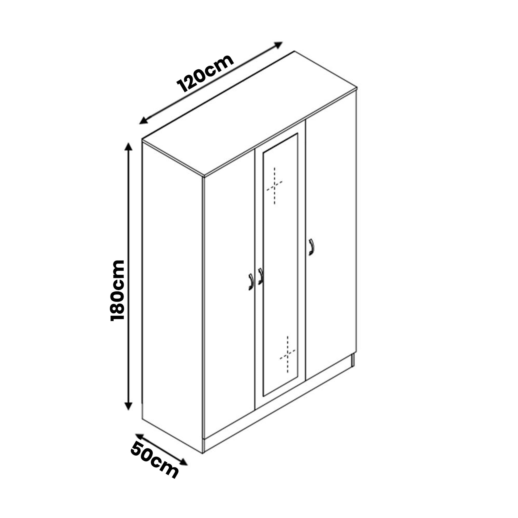 FWStyle Chilton 3 Door Wardrobe With Mirror - Grey Gloss Front