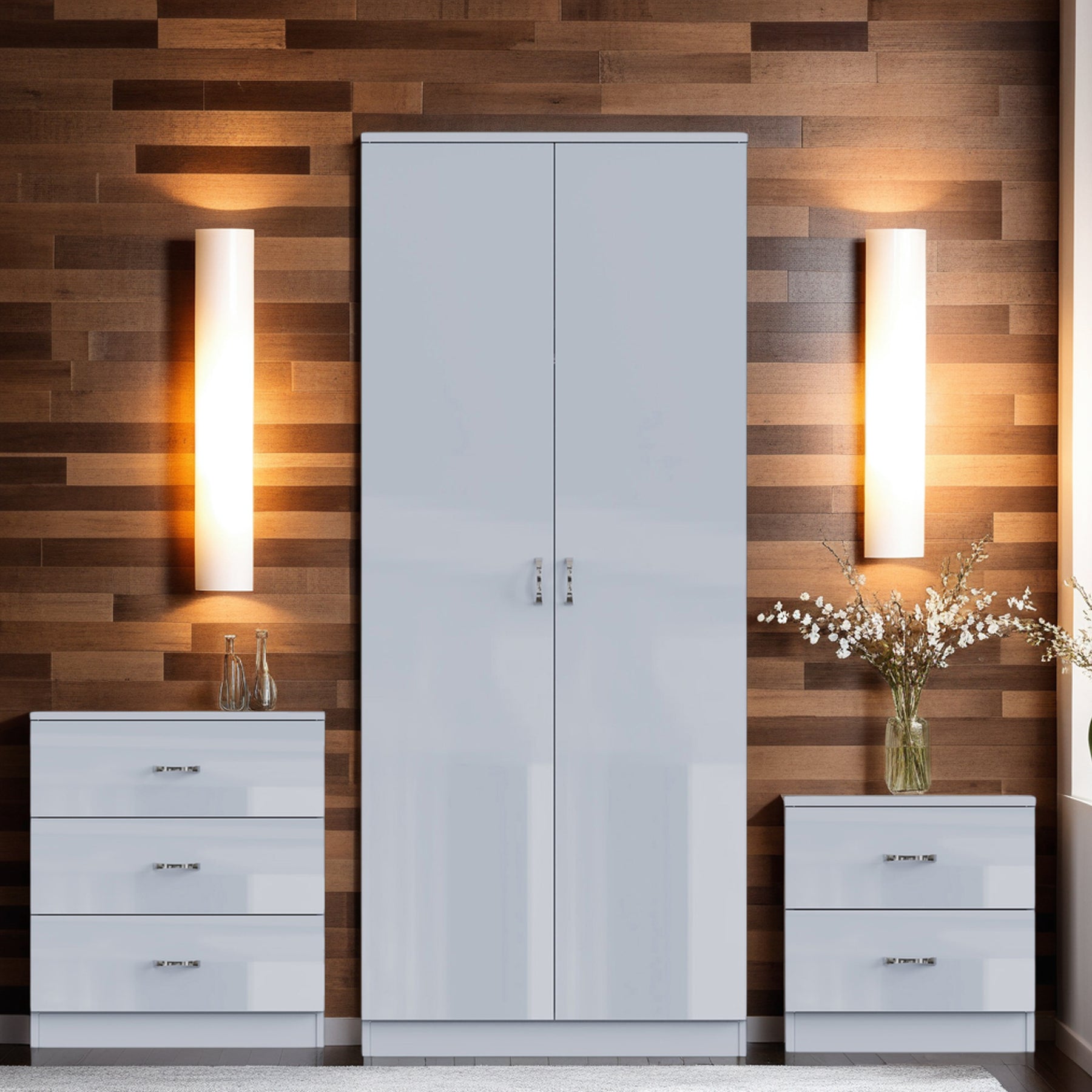 Chilton 3 Piece Bedroom Set – Grey Gloss