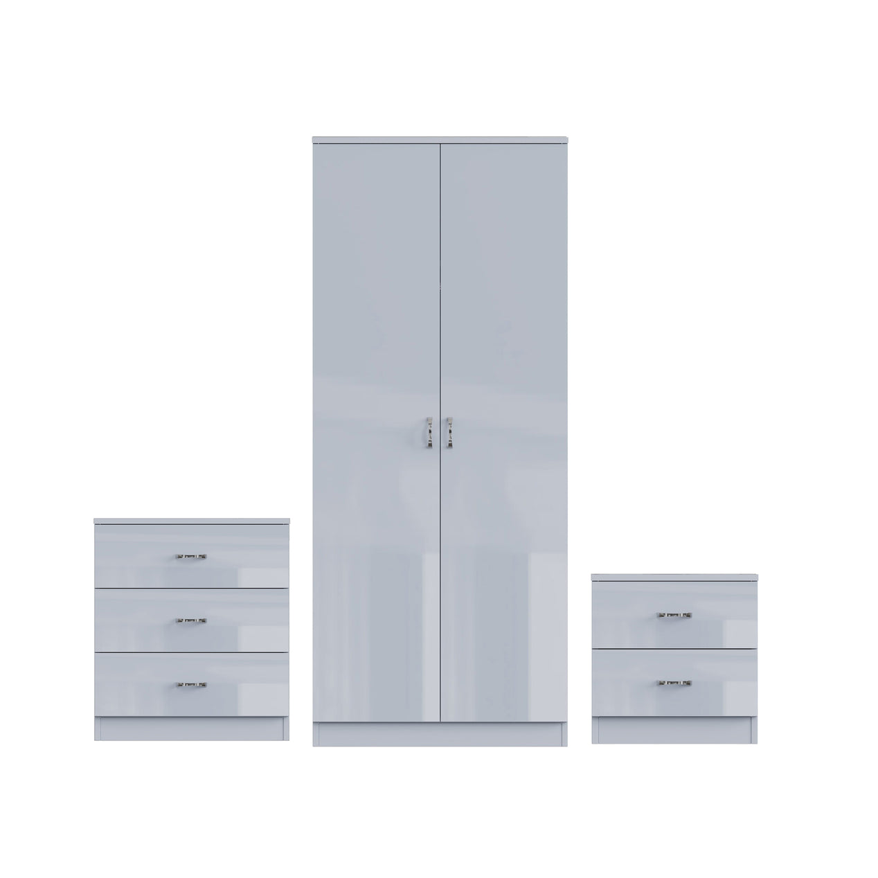 Chilton 3 Piece Bedroom Set – Grey Gloss