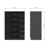 FWStyle Chilton 5 Drawer Chest Of Drawers - Black Gloss Front
