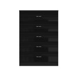 FWStyle Chilton 5 Drawer Chest Of Drawers - Black Gloss Front