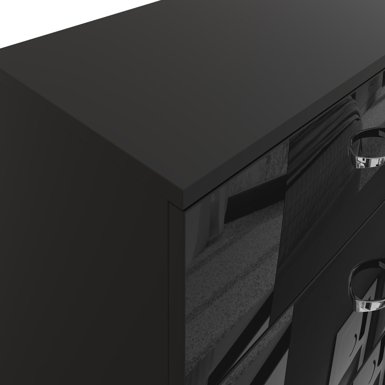 FWStyle Chilton 5 Drawer Chest Of Drawers - Black Gloss Front