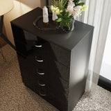 FWStyle Chilton 5 Drawer Chest Of Drawers - Black Gloss Front