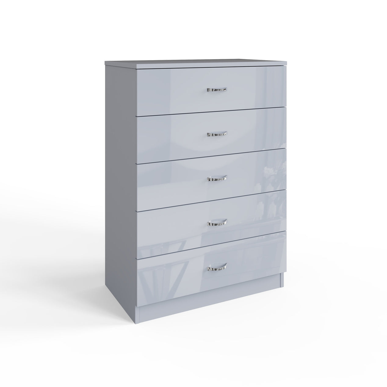 FWStyle Chilton 5 Drawer Chest Of Drawers - Grey Gloss Front