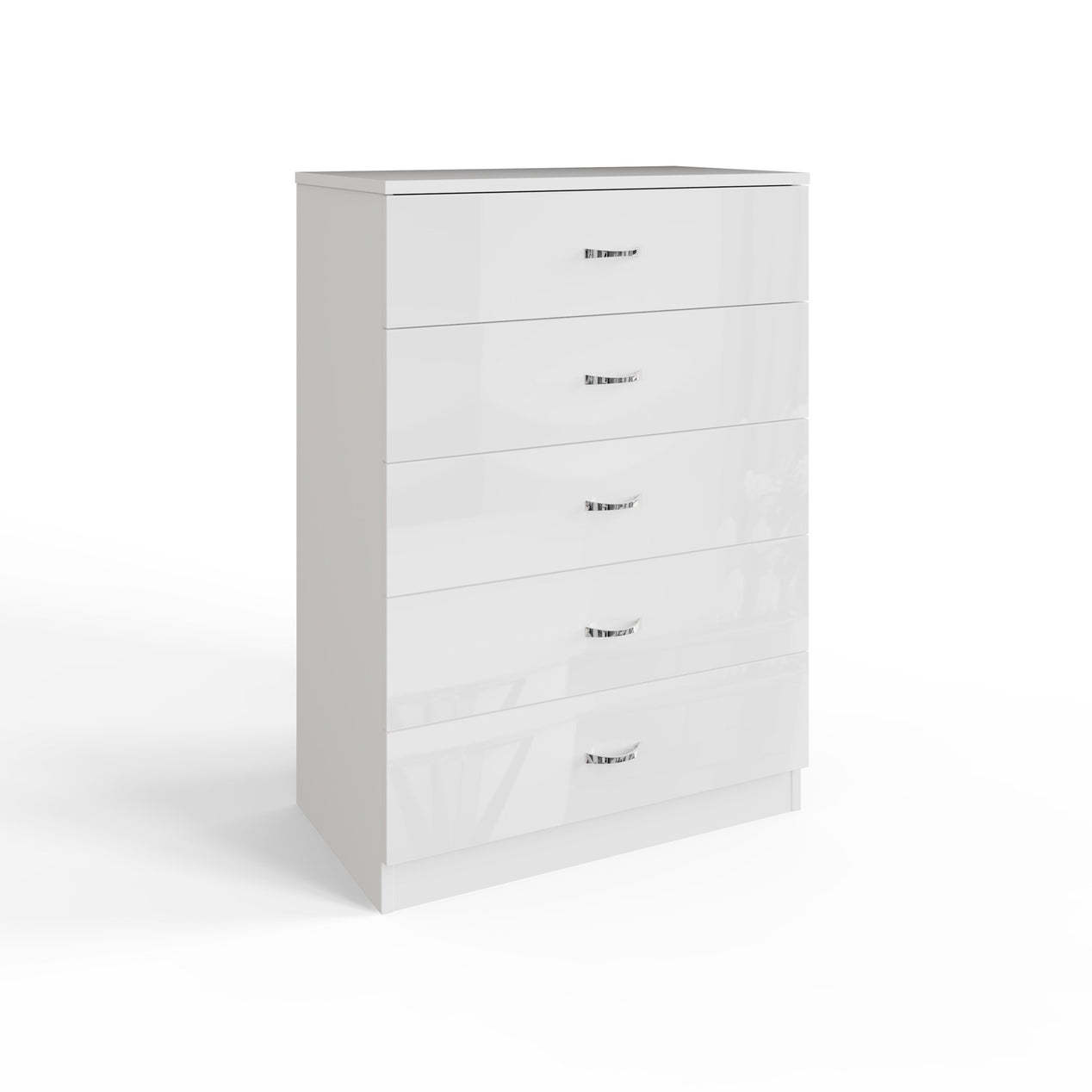 FWStyle Chilton 5 Drawer Chest Of Drawers - White Gloss Front