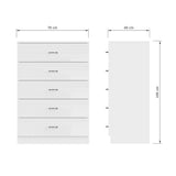 FWStyle Chilton 5 Drawer Chest Of Drawers - White Gloss Front