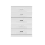 FWStyle Chilton 5 Drawer Chest Of Drawers - White Gloss Front