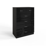 FWStyle Chilton 6 Drawer Chest Of Drawers - Black Gloss Front