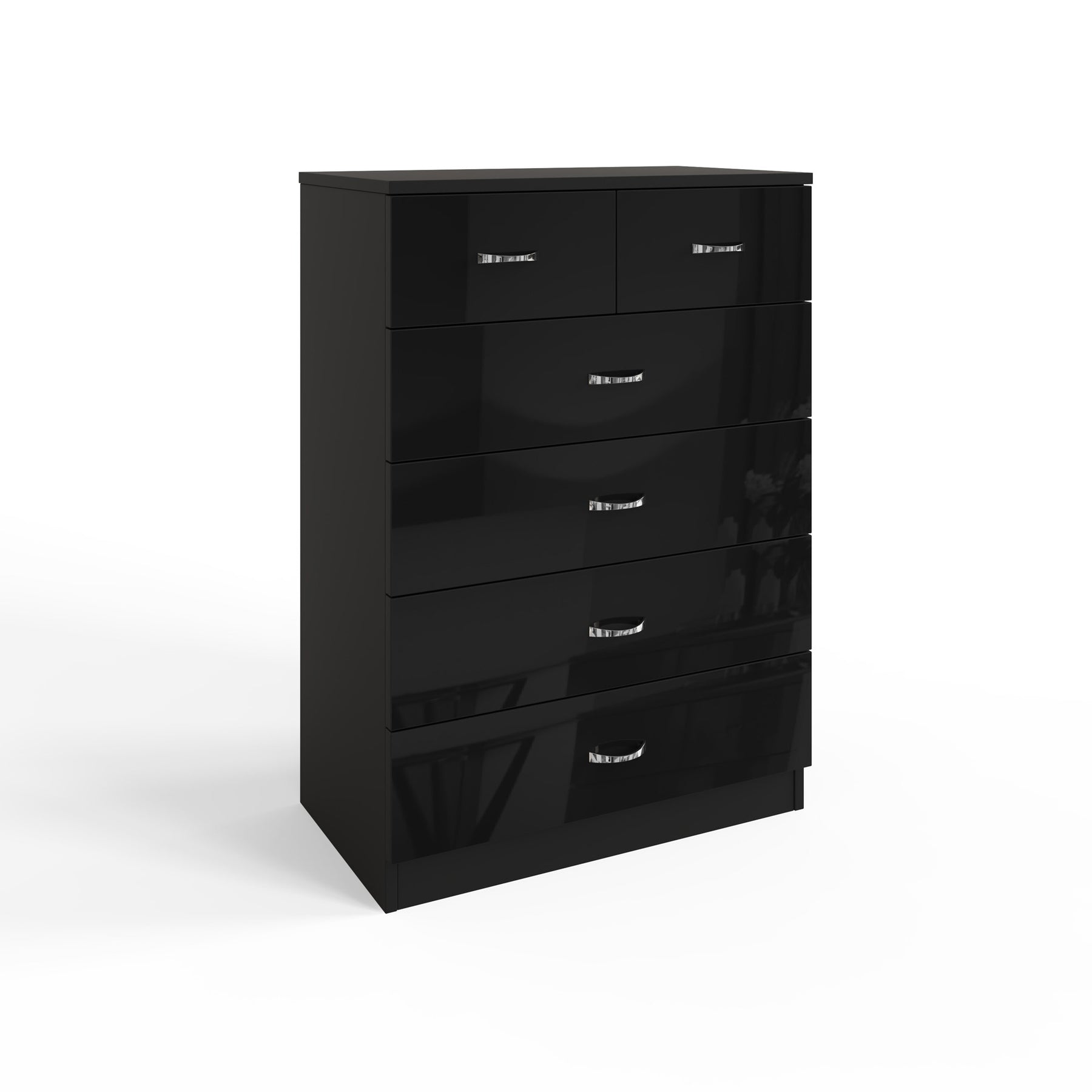 FWStyle Chilton 6 Drawer Chest Of Drawers - Black Gloss Front