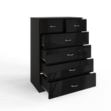 FWStyle Chilton 6 Drawer Chest Of Drawers - Black Gloss Front