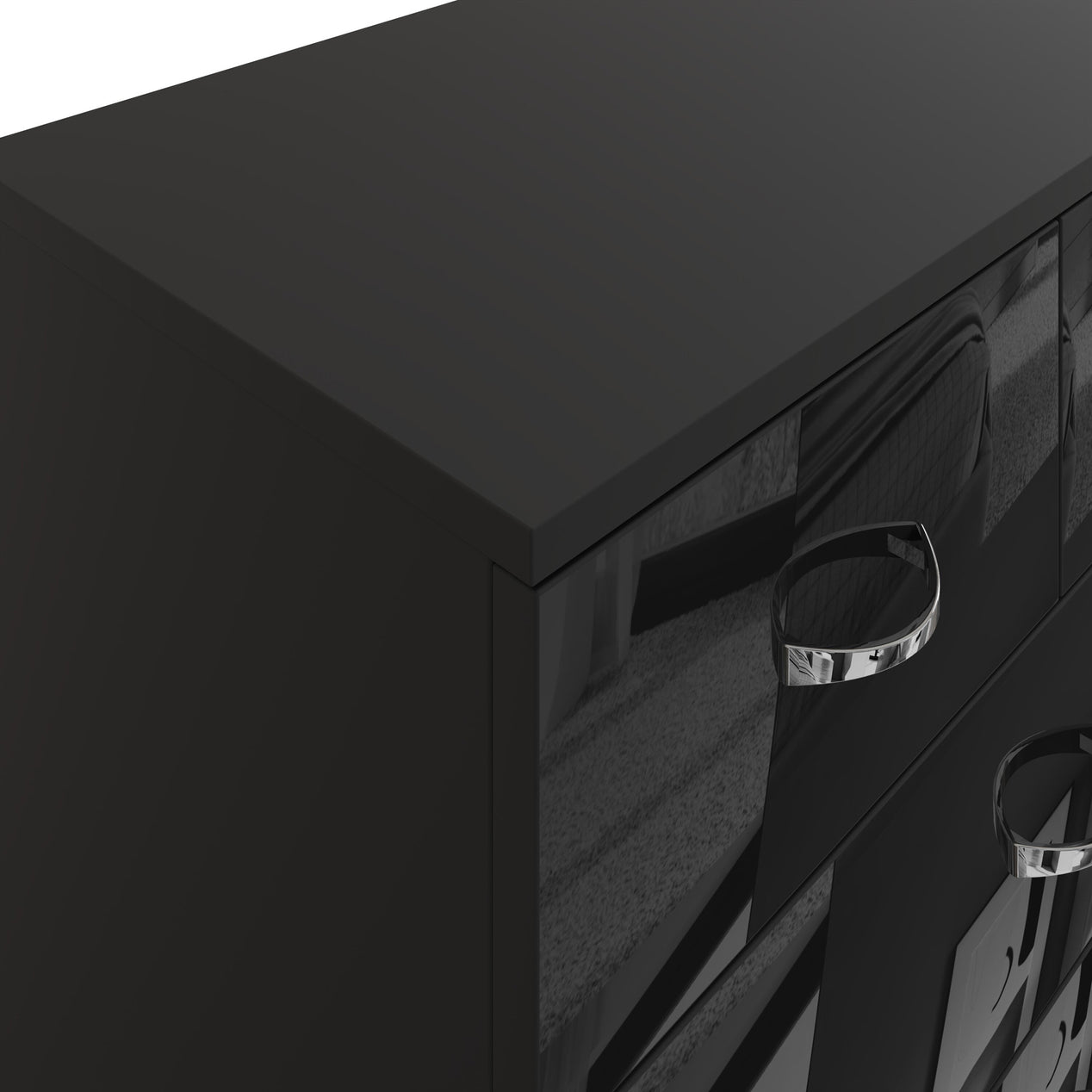 FWStyle Chilton 6 Drawer Chest Of Drawers - Black Gloss Front