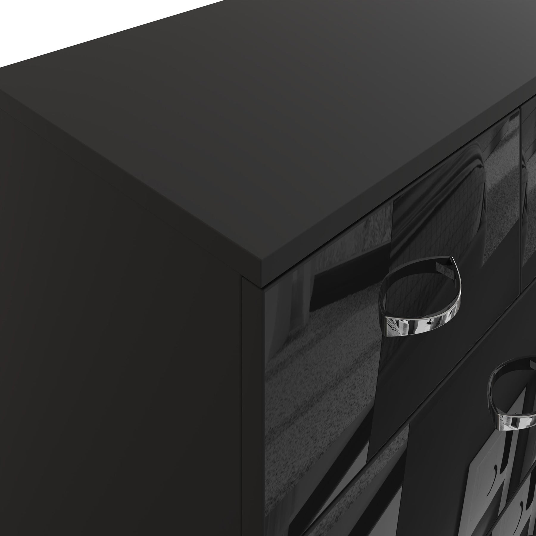 FWStyle Chilton 6 Drawer Chest Of Drawers - Black Gloss Front