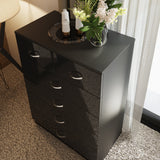 FWStyle Chilton 6 Drawer Chest Of Drawers - Black Gloss Front