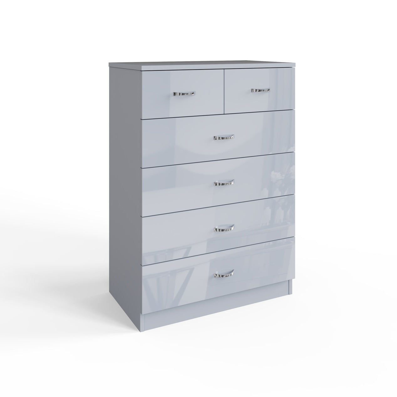 FWStyle Chilton 6 Drawer Chest Of Drawers - Grey Gloss Front