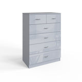 FWStyle Chilton 6 Drawer Chest Of Drawers - Grey Gloss Front