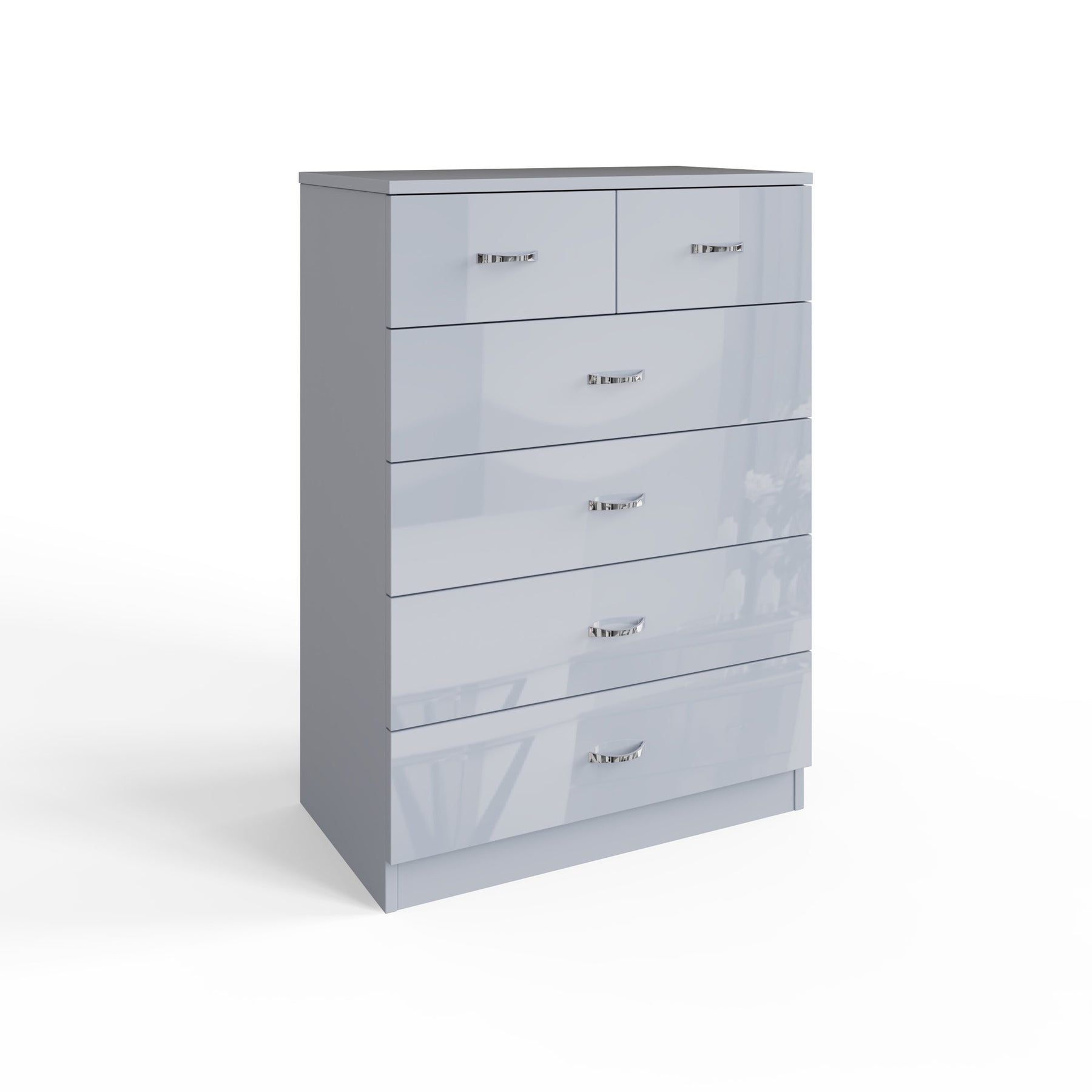 FWStyle Chilton 6 Drawer Chest Of Drawers - Grey Gloss Front