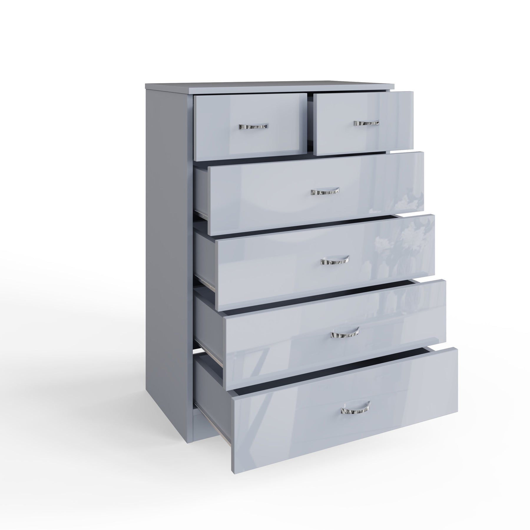 FWStyle Chilton 6 Drawer Chest Of Drawers - Grey Gloss Front