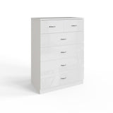 FWStyle Chilton 6 Drawer Chest Of Drawers - White Gloss Front