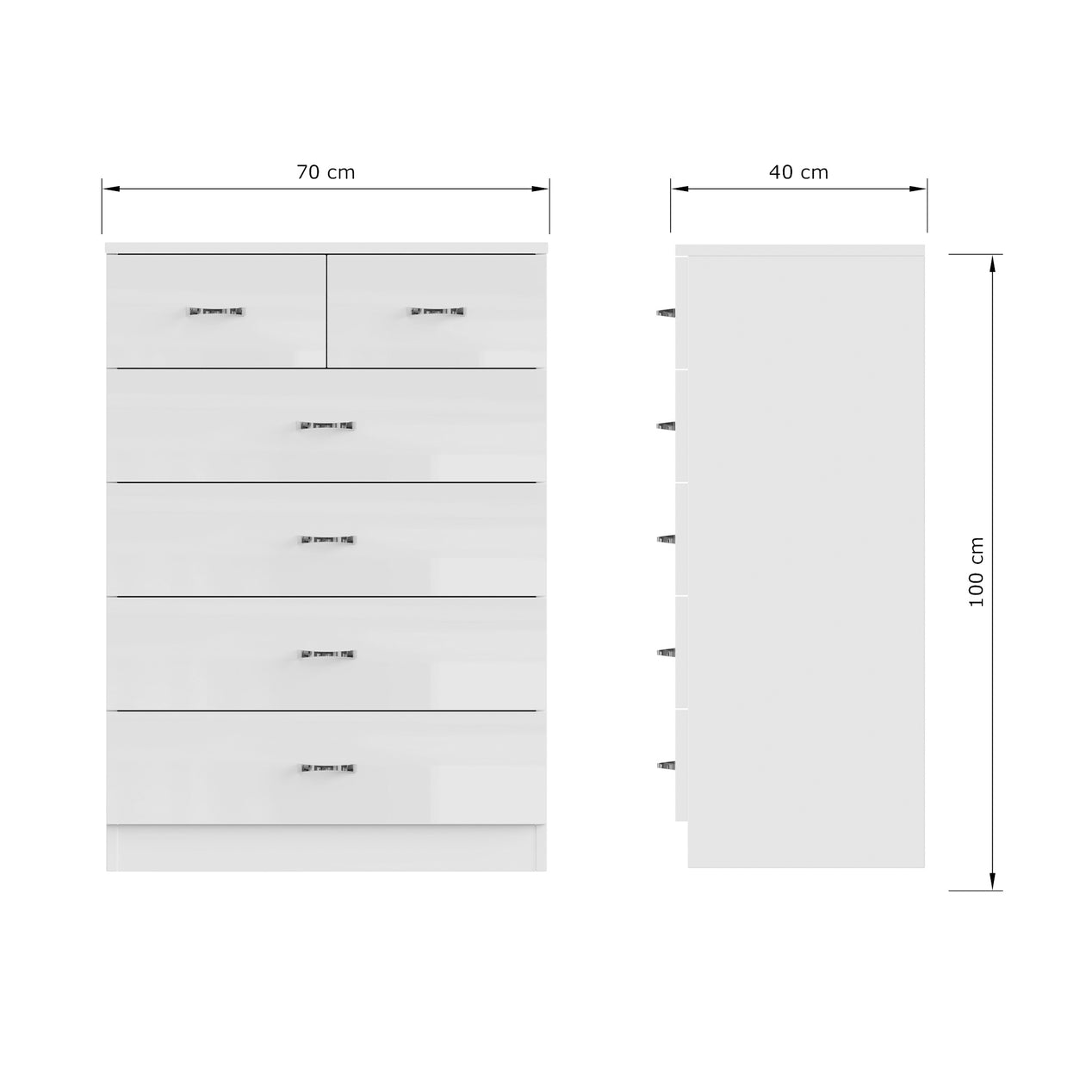 FWStyle Chilton 6 Drawer Chest Of Drawers - White Gloss Front
