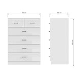 FWStyle Chilton 6 Drawer Chest Of Drawers - White Gloss Front