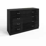 FWStyle Chilton 8 Drawer Chest Of Drawers - Black Gloss Front