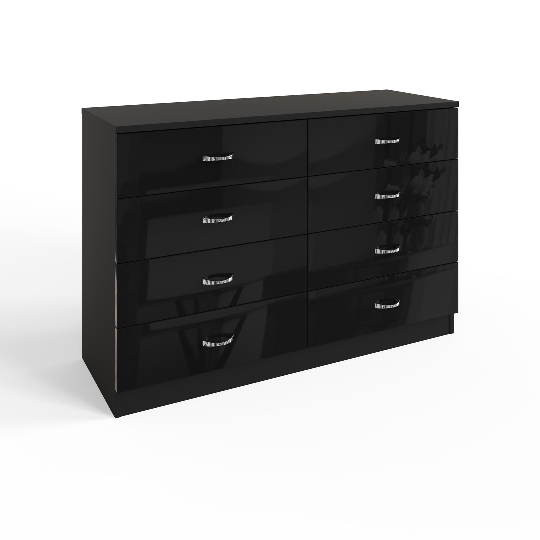 FWStyle Chilton 8 Drawer Chest Of Drawers - Black Gloss Front