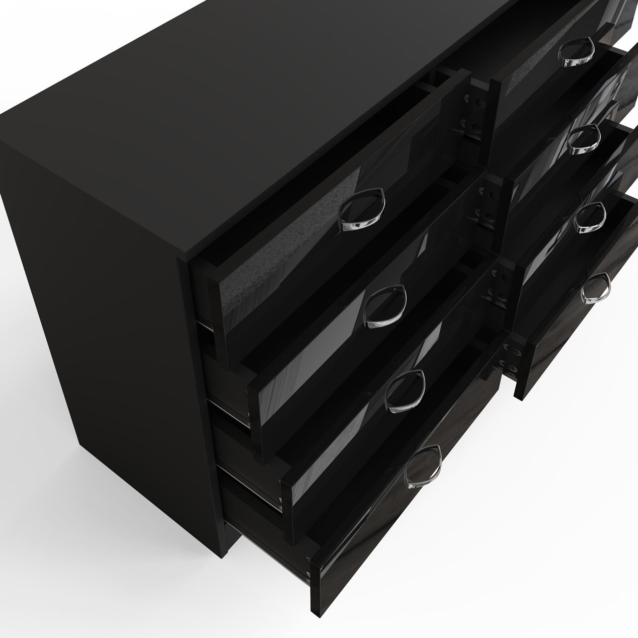 FWStyle Chilton 8 Drawer Chest Of Drawers - Black Gloss Front
