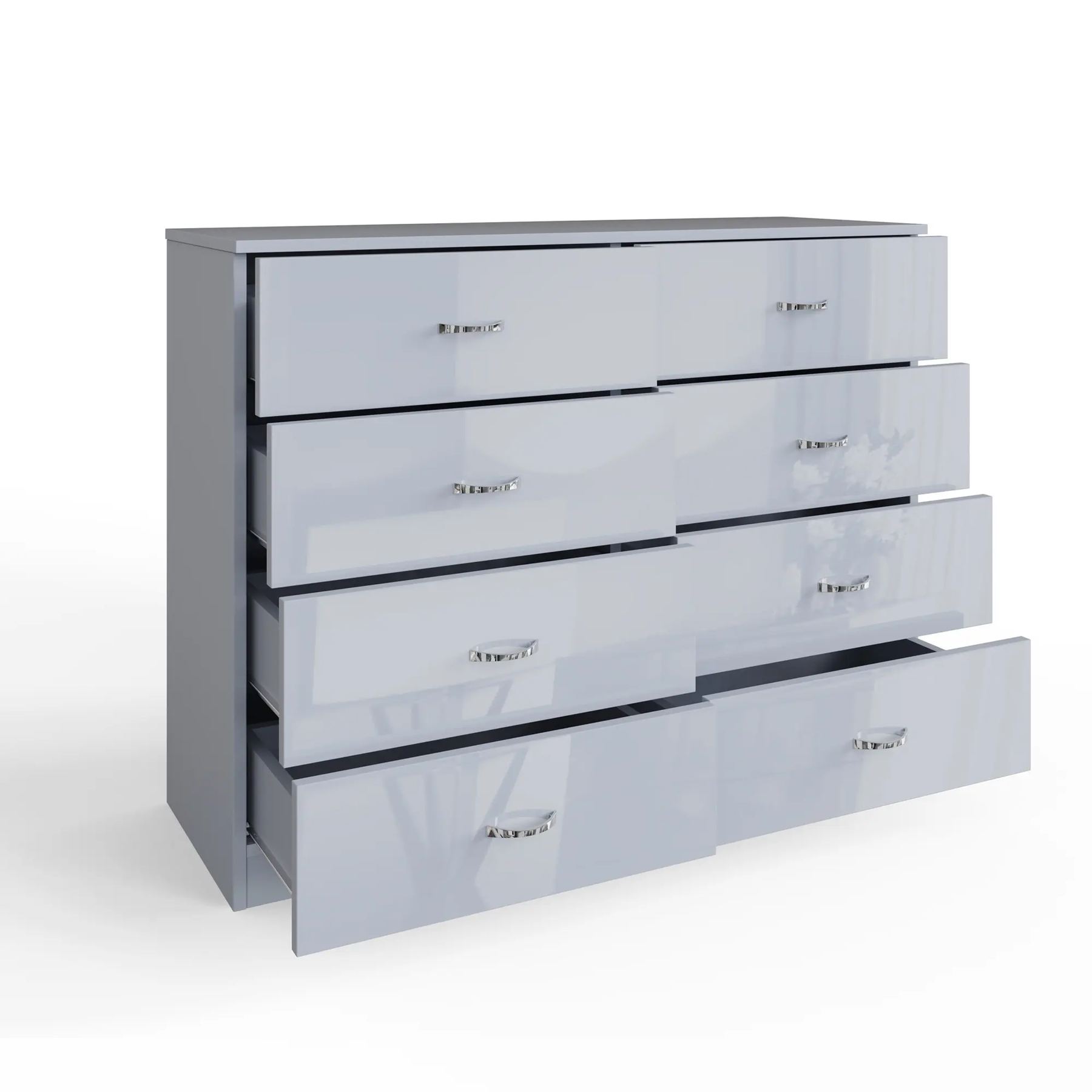 FWStyle Chilton 8 Drawer Chest Of Drawers - Grey Gloss Front