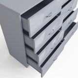 FWStyle Chilton 8 Drawer Chest Of Drawers - Grey Gloss Front
