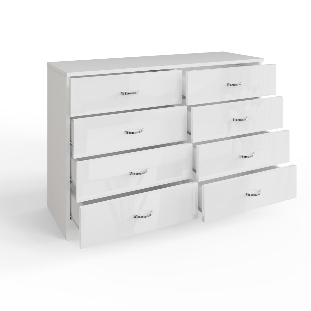 FWStyle Chilton 8 Drawer Chest Of Drawers - White Gloss Front