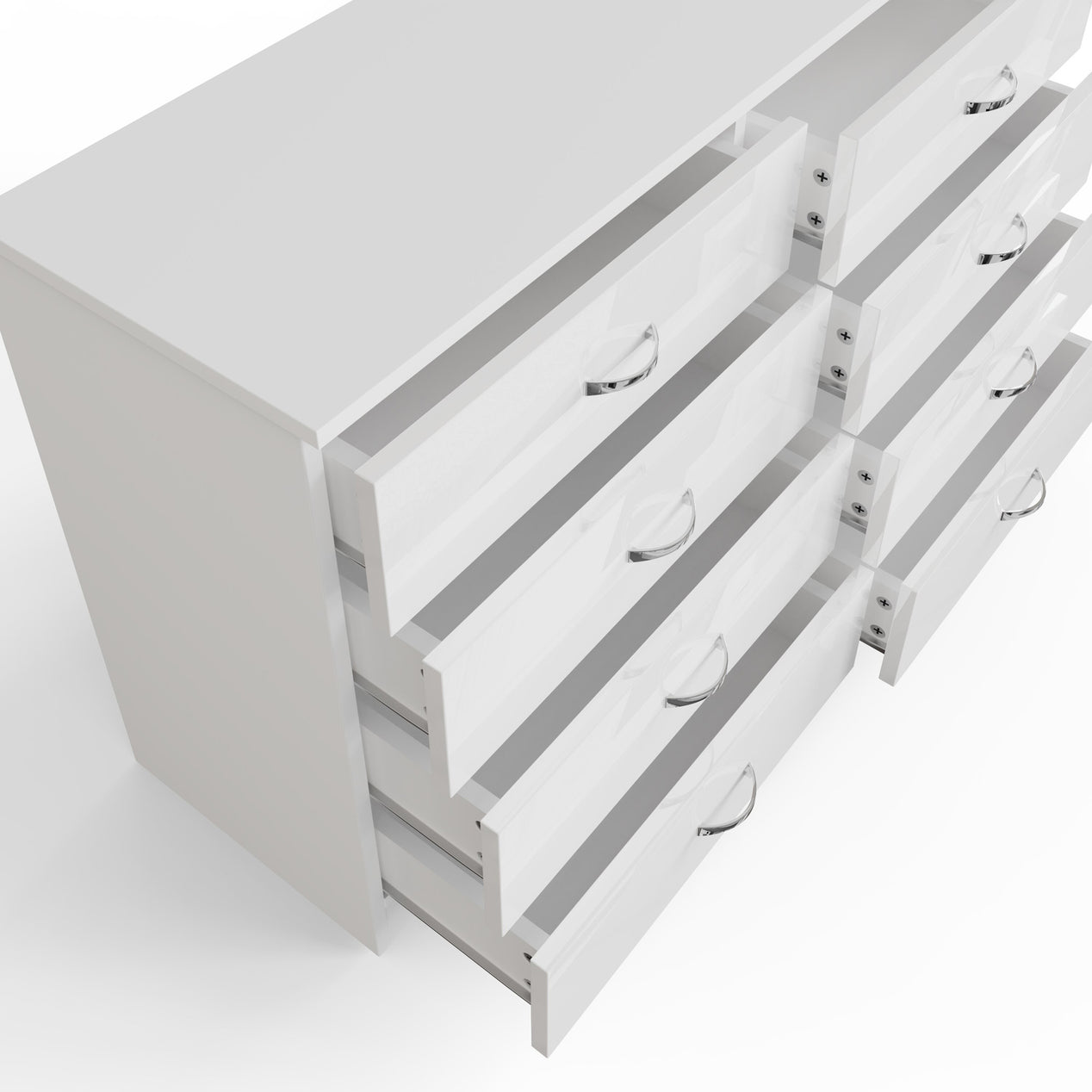 FWStyle Chilton 8 Drawer Chest Of Drawers - White Gloss Front