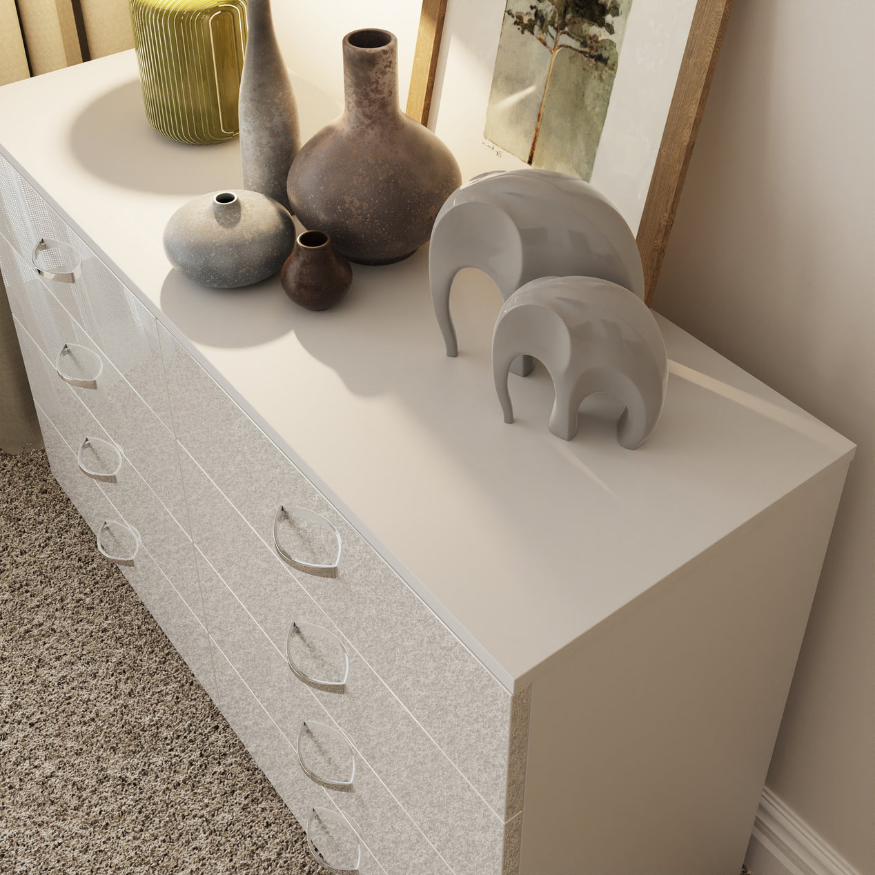 FWStyle Chilton 8 Drawer Chest Of Drawers - White Gloss Front