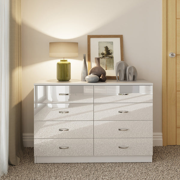FWStyle Chilton 8 Drawer Chest Of Drawers - White Gloss Front