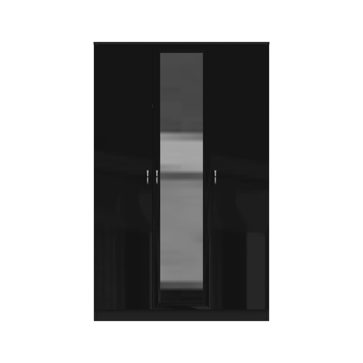 FWStyle Chilton 3 Door Wardrobe With Mirror - Black Gloss Front
