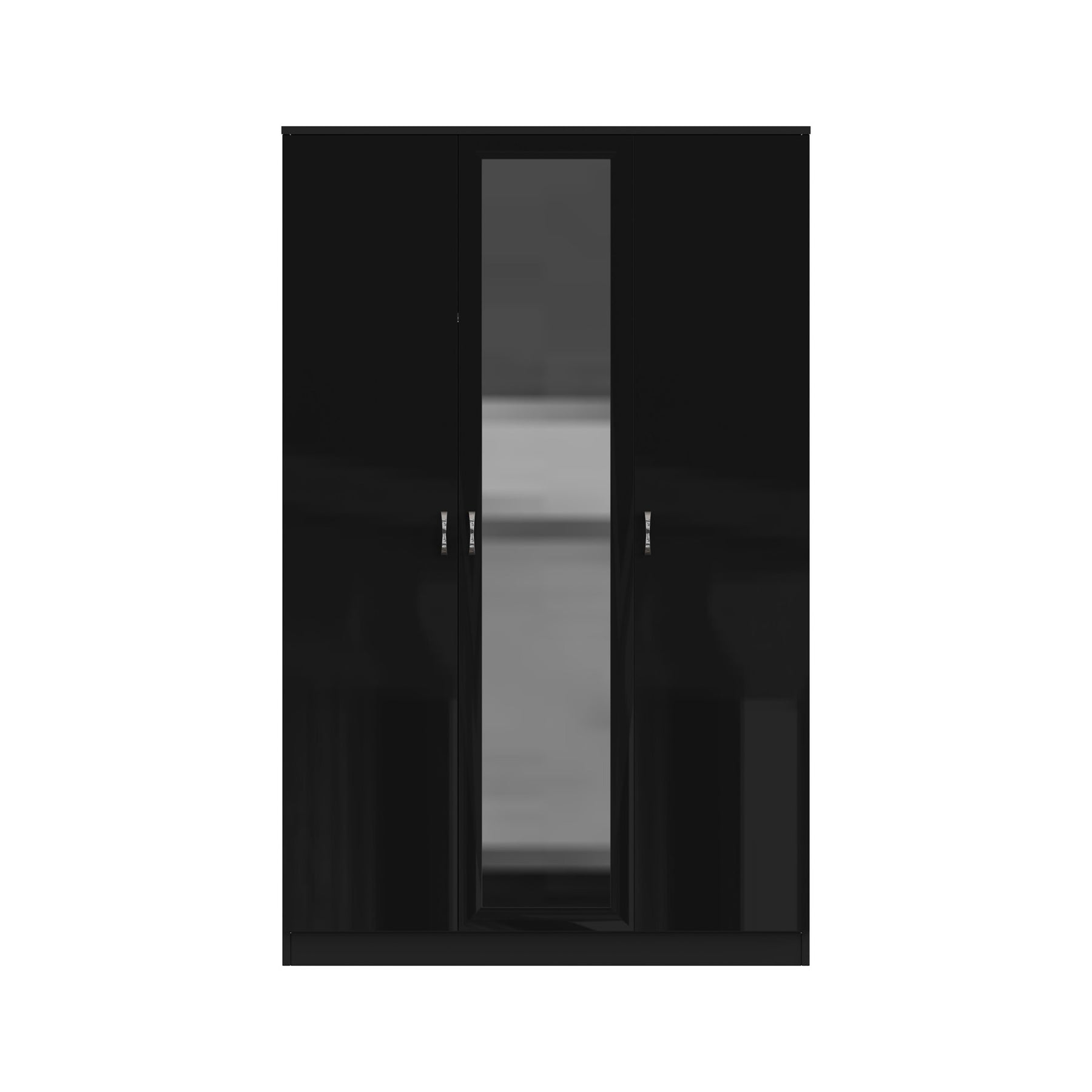 FWStyle Chilton 3 Door Wardrobe With Mirror - Black Gloss Front
