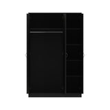 FWStyle Chilton 3 Door Wardrobe With Mirror - Black Gloss Front
