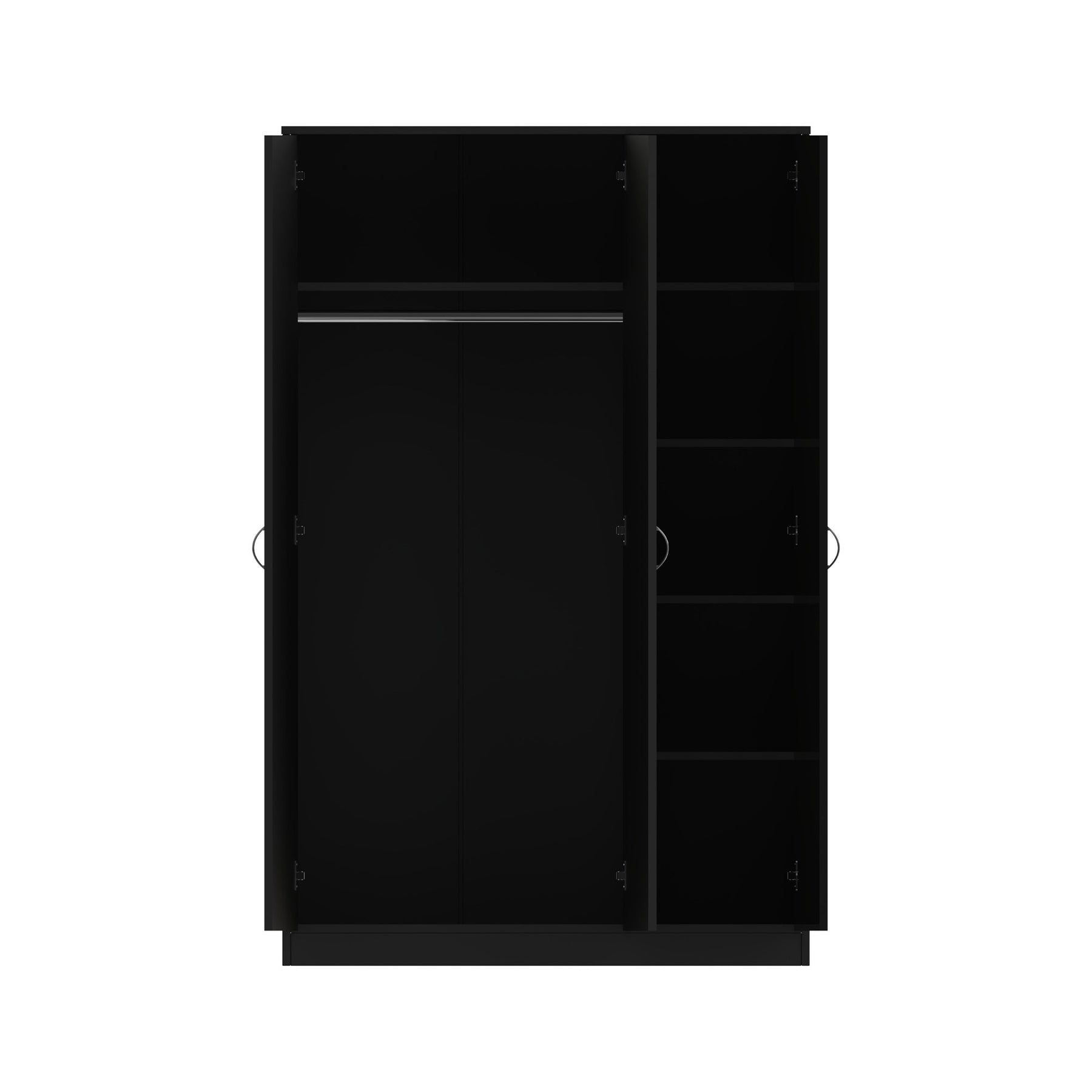 FWStyle Chilton 3 Door Wardrobe With Mirror - Black Gloss Front