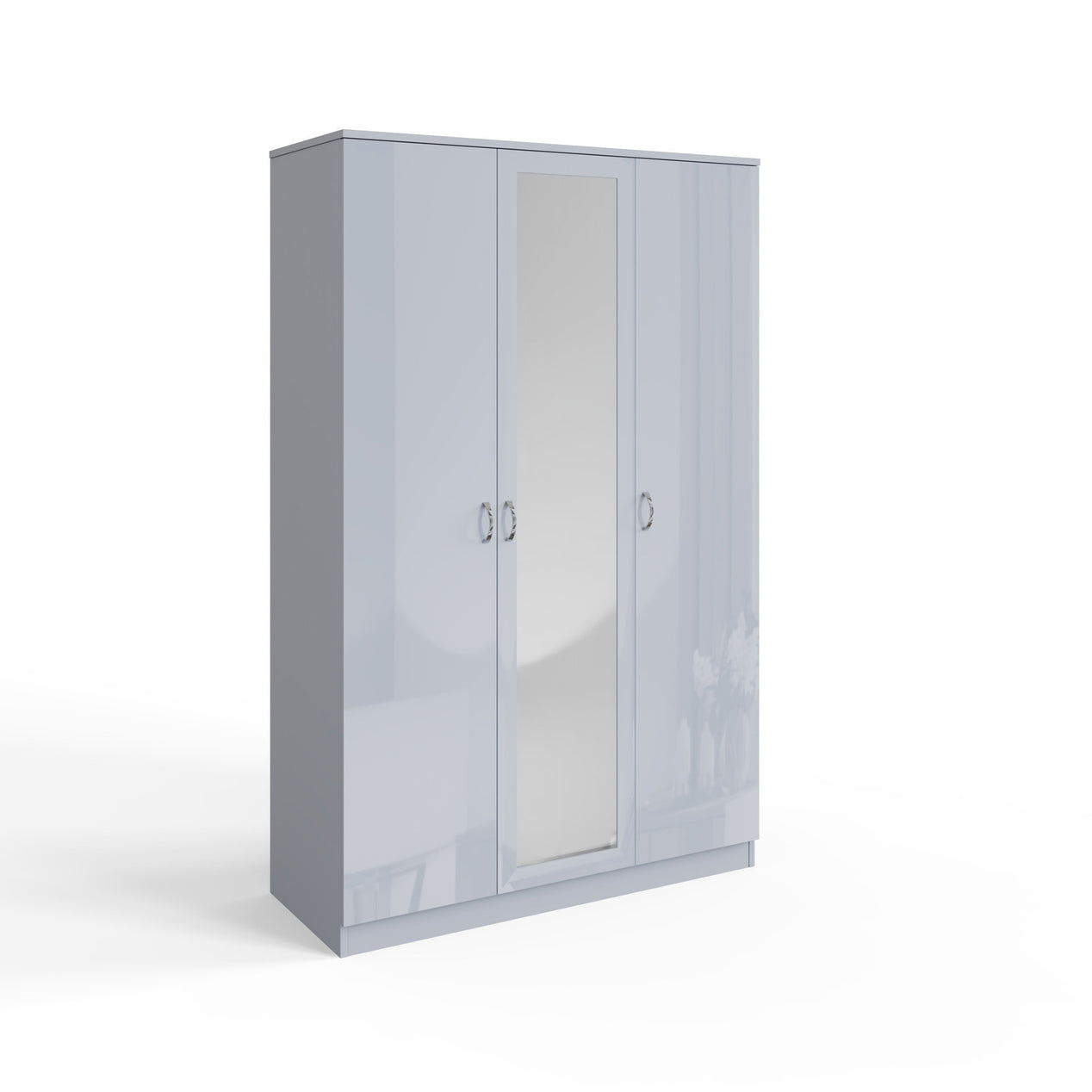 FWStyle Chilton 3 Door Wardrobe With Mirror - Grey Gloss Front