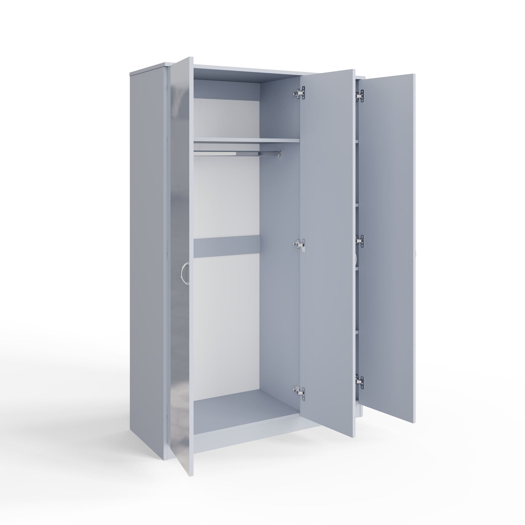 FWStyle Chilton 3 Door Wardrobe With Mirror - Grey Gloss Front