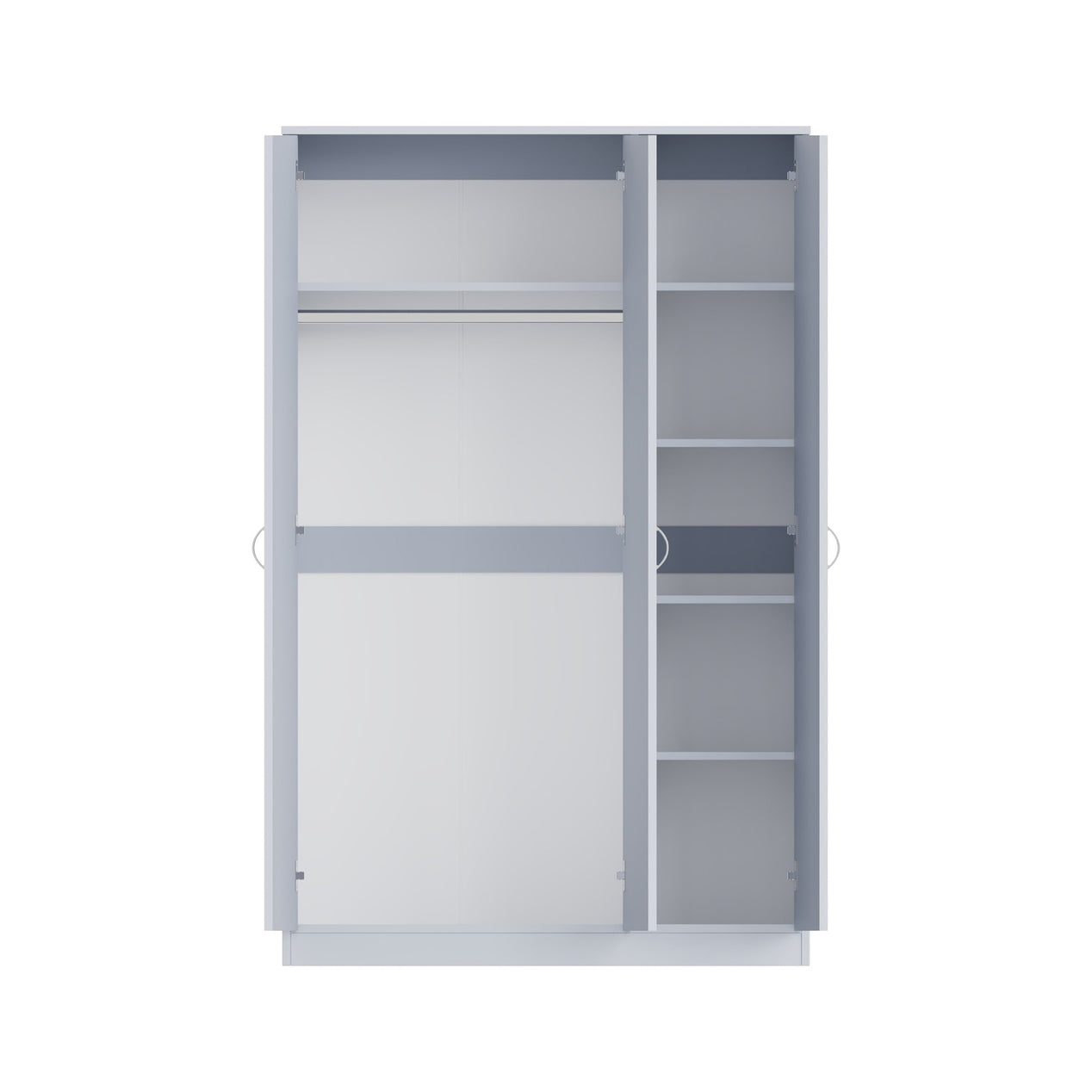 FWStyle Chilton 3 Door Wardrobe With Mirror - Grey Gloss Front