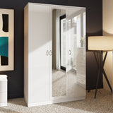 FWStyle Chilton 3 Door Wardrobe With Mirror - White Gloss Front