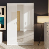 FWStyle Chilton 3 Door Wardrobe With Mirror - White Gloss Front