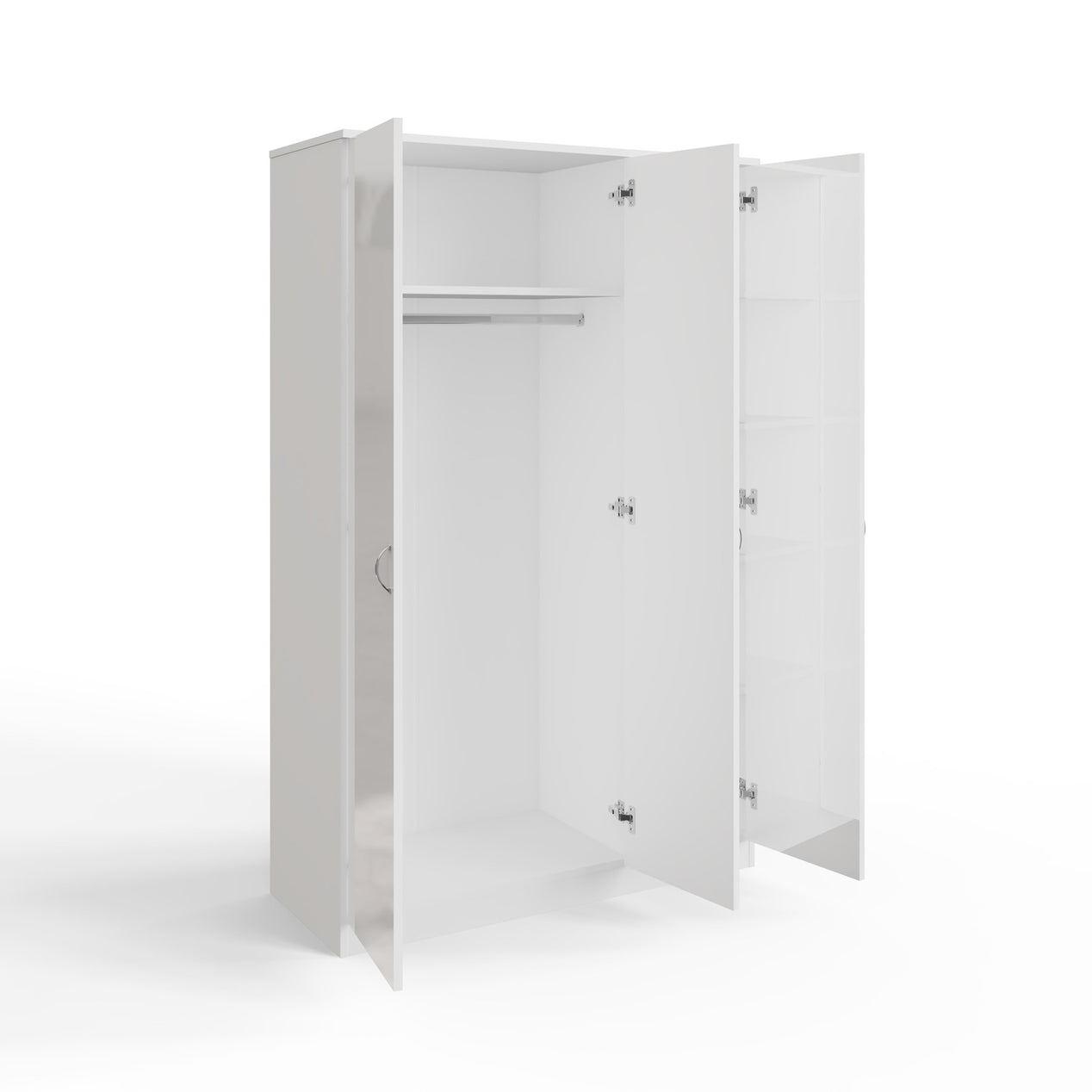 FWStyle Chilton 3 Door Wardrobe With Mirror - White Gloss Front