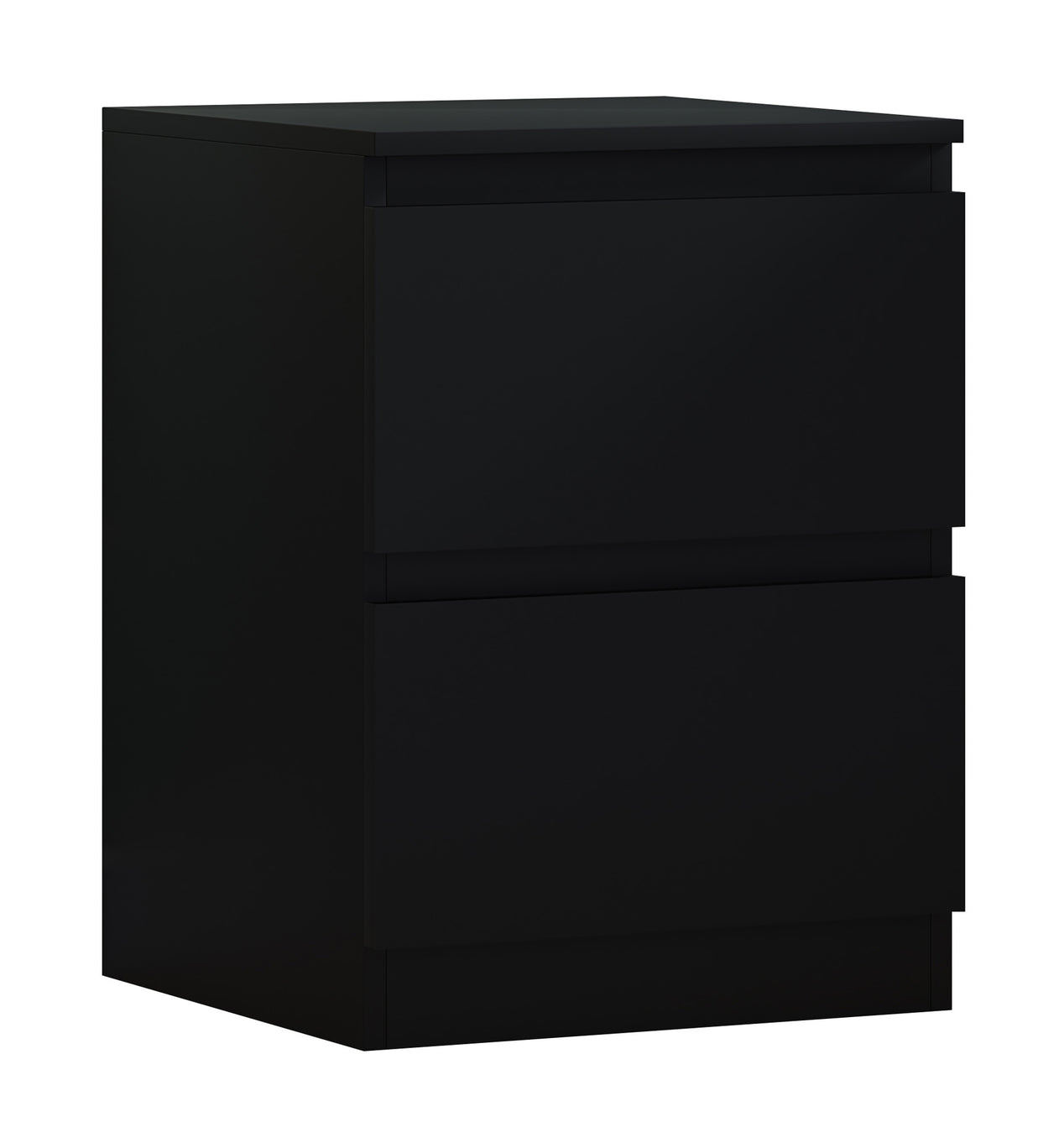 FWStyle Carlton 2 Drawer Bedside Nightstand - Matt Black