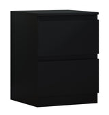 FWStyle Carlton 2 Drawer Bedside Nightstand - Matt Black