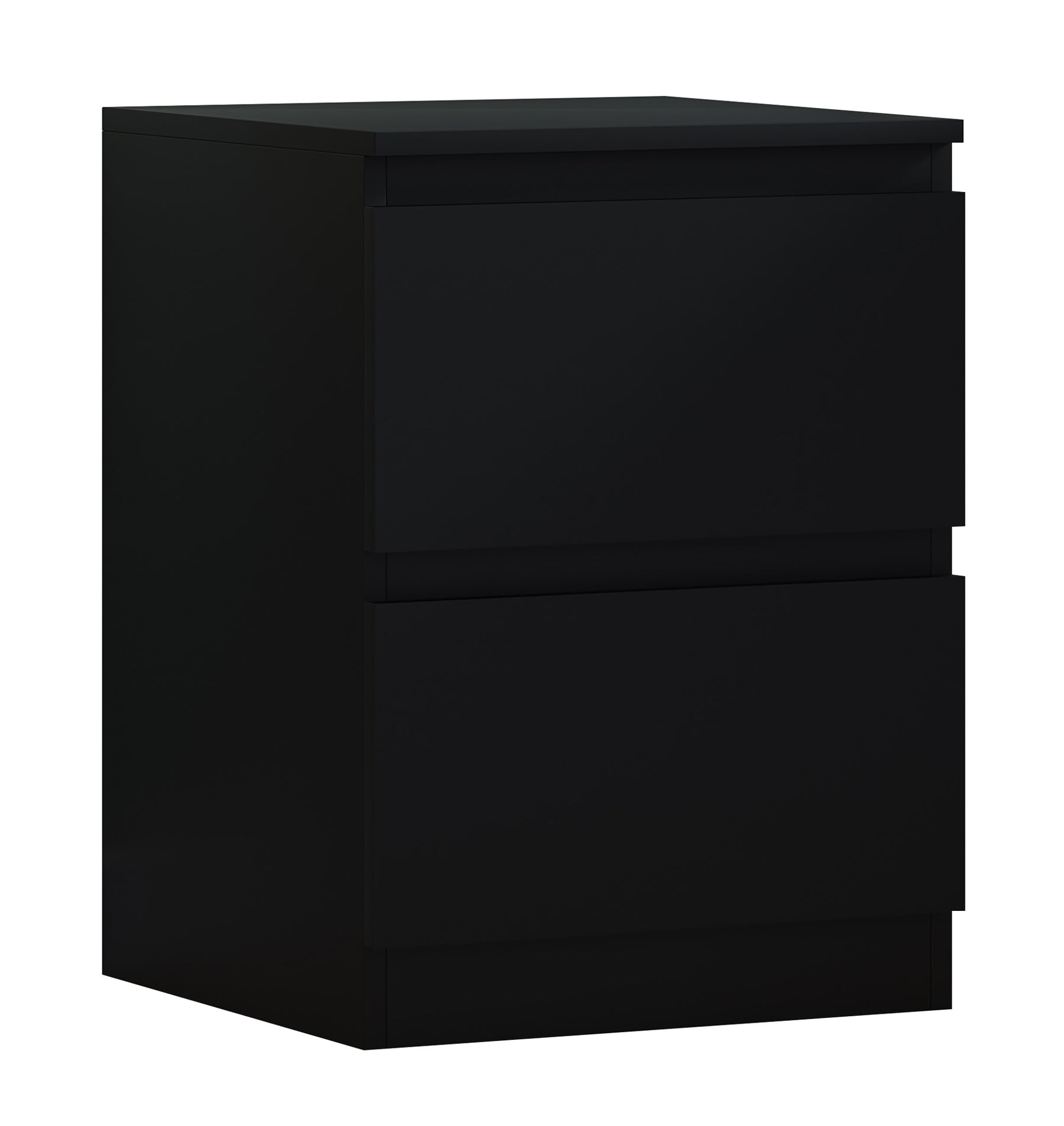 FWStyle Carlton 2 Drawer Bedside Nightstand - Matt Black