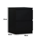 FWStyle Carlton 2 Drawer Bedside Nightstand - Matt Black