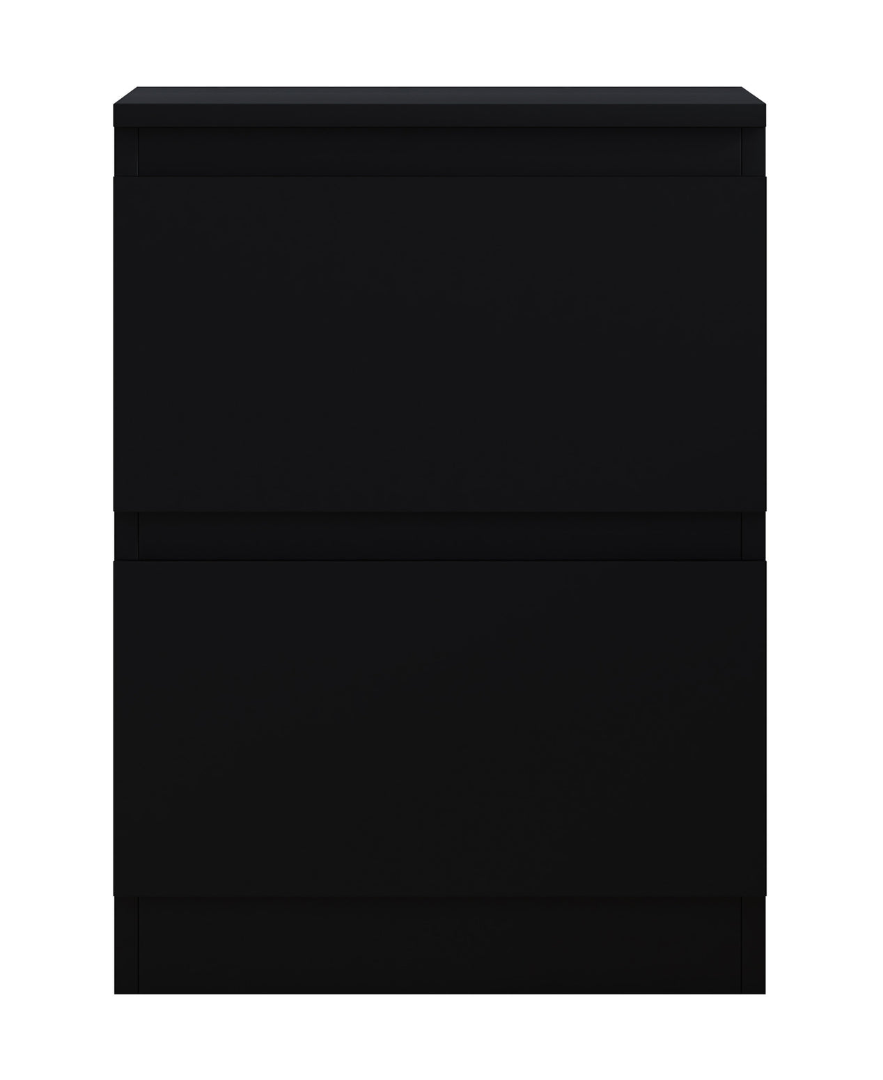 FWStyle Carlton 2 Drawer Bedside Nightstand - Matt Black
